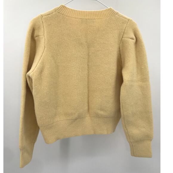 Rihoas Yellow Round Neck Knit Cardigan Sweater Gold Button One Size - Picture 7 of 9